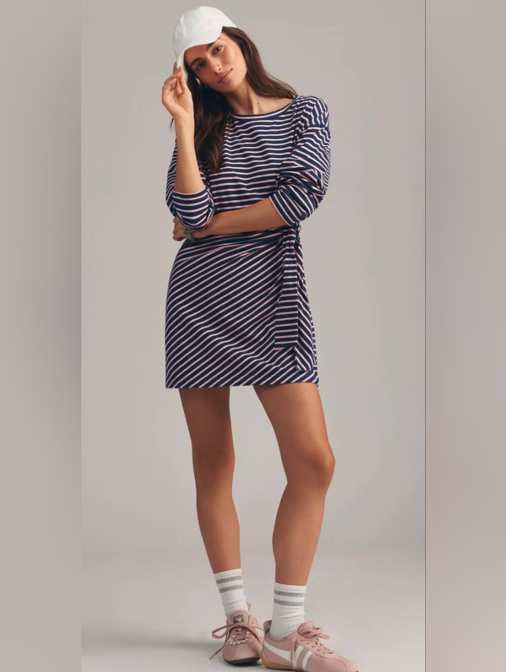 Anthropologie Daily Practice Striped Long-Sleeve Wrap Mini Dress Size M